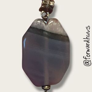 Natural Agate Stone Pendant – Polished Finish, Gradient Bands, Metal Bail